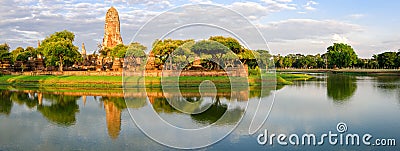 Ayutthaya old temple ruins at sunset (Thailand) Stock Photo