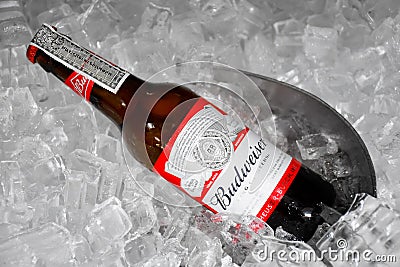 American-style Budweiser Beer Bottles Editorial Stock Photo