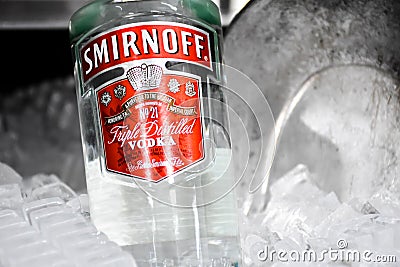 Smirnoff vodka, a brand of vodka produced by the British company Diageo Editorial Stock Photo