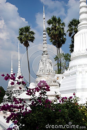 Ayutthaya, Thailand: Wat Suwandararam Chedis Stock Photo