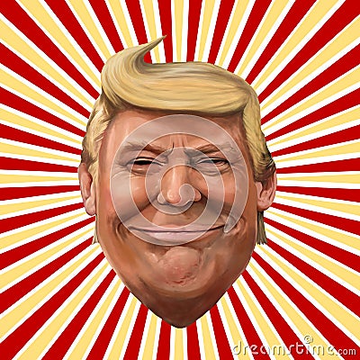 Ayvalik, Turkey - December 2017: Donald Trump cartoon portrait, Editorial Stock Photo