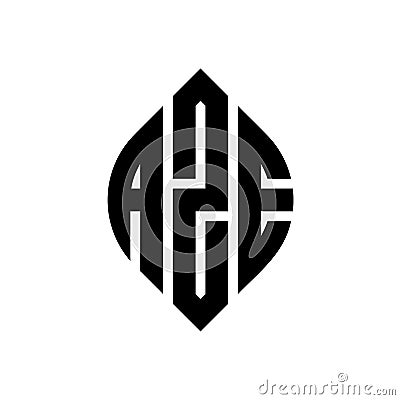 AZE circle letter logo design with circle and ellipse shape. AZE ellipse letters with typographic style. The three initials form a Vector Illustration