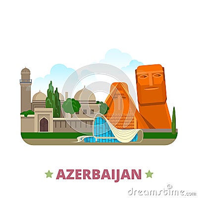 Azerbaijan country design template Flat cartoon st Vector Illustration