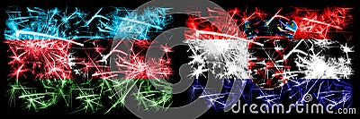 Azerbaijan, Croatia, Croatian sparkling fireworks concept and idea flags Stock Photo