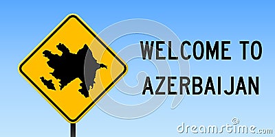 Azerbaijan map on road sign. Vector Illustration