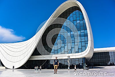 BAKU, AZERBAIJAN - May 2019: The Heydar Aliyev Center is a construction complex in Baku. Editorial Stock Photo