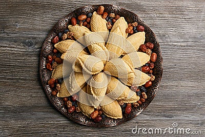 Azerbaijan national pastry Shekerbura Stock Photo