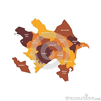 Azerbaijan political map of administrative divisions Vector Illustration