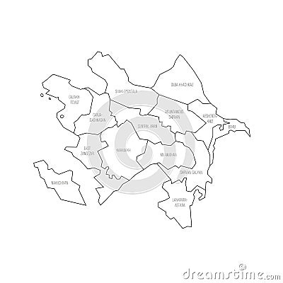 Azerbaijan political map of administrative divisions Vector Illustration