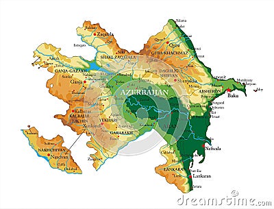 Azerbaijan relief map Vector Illustration