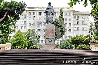 Azerbaijan stone monument. Stone work isolated architecture with Stone steps. Stone statue surface. Editorial Stock Photo