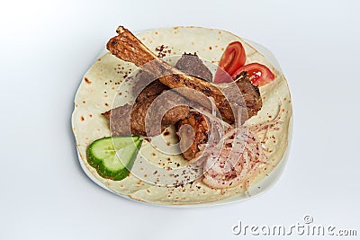 Azerbaijani Lamb kabab with onion studio shot Stock Photo