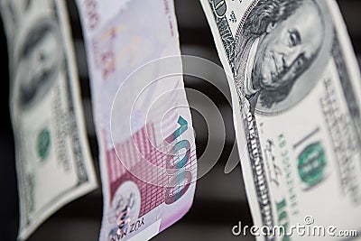 Azerbaijani Manat and Dollar Stock Photo