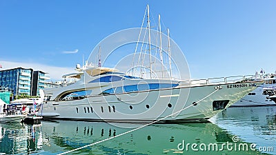 Azimut Grande super luxury yacht at Yacht Show Editorial Stock Photo