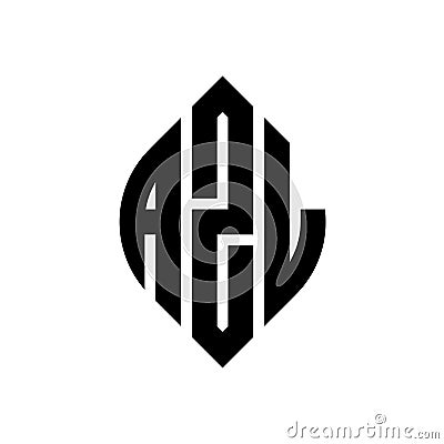 AZL circle letter logo design with circle and ellipse shape. AZL ellipse letters with typographic style. The three initials form a Vector Illustration