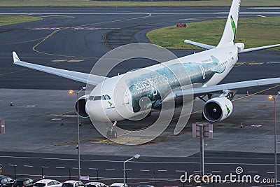 Azores Airlines CS-TRY parked at the apron of JoÃ£o Paulo II Air Editorial Stock Photo