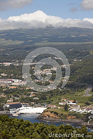 Azores landscape. Angra do Heroismo and Santa Barbara Peak. Terc Stock Photo