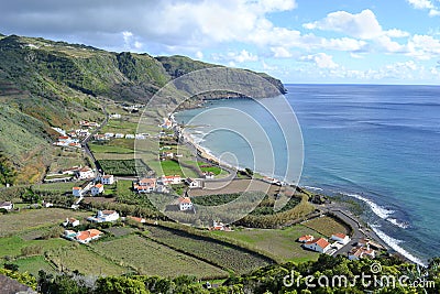 Azores, Santa Maria, Praia Formosa - rocky coastline, beach with white sand Stock Photo