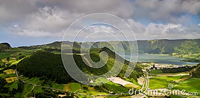 Azores, volcanic lake Sete cidades in Sao Miguel island Stock Photo