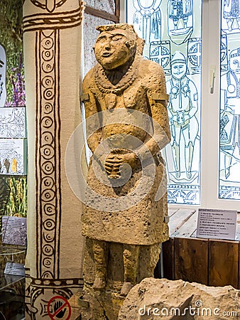Polotsk statue of the 11-13th century, an exhibit of the Azov Historical and Archaeological Museum Editorial Stock Photo
