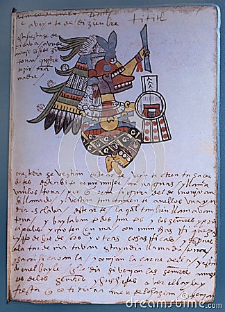 Aztec God Cihuacoatl. Codex Tudela Editorial Stock Photo