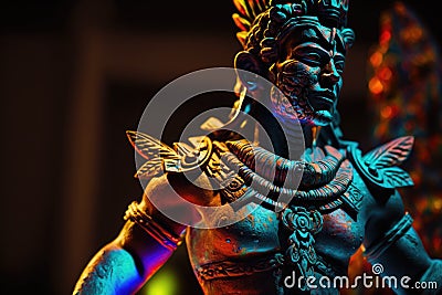Aztec or mayan warrior bronze statue Stock Photo