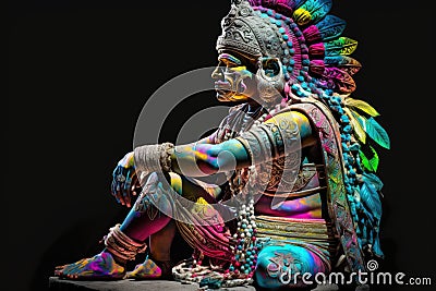 Aztec or mayan warrior bronze statue Stock Photo