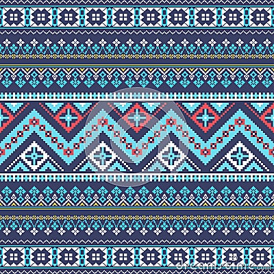 Aztec pixel seamless pattern. Ideal for printing onto fabric, paper, web design. Vector Illustration