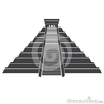 Aztec pyramid icon isolated on whit. Mayan landmark in Mexico Vector Illustration