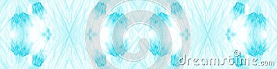 Aztec Rug Icy Blue Banner. Ornamental Azure Stock Photo