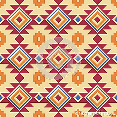 Aztec seamless pattern. Retro colors tribal vector seamless navajo pattern. Abstract geometric art print background. Vector Illustration