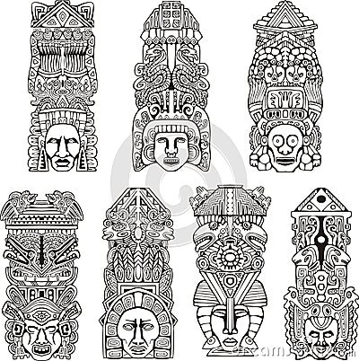 Aztec totem poles Vector Illustration