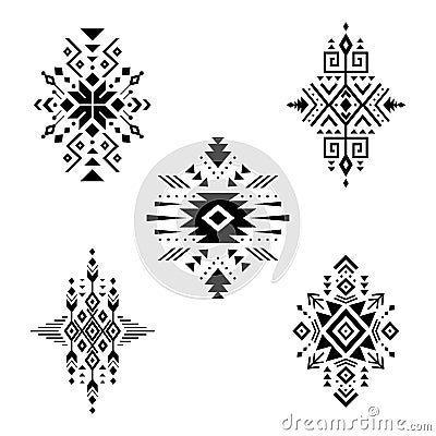 Aztec vector elements, ethnic ornaments. Vector Illustration