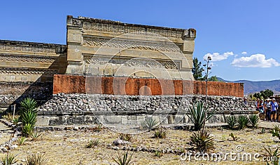 Aztecs ruins visitors at Mitla Editorial Stock Photo