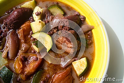 Azuki beans cooked with colorful vegetables. Asian food Stock Photo