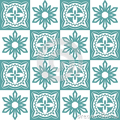 Azulejo seamless pattern stylish trendy ceramic tile design element for kitchen Vector Illustration