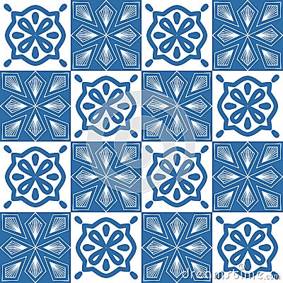 Azulejo square ceramic spanish tiles, retro geometric symmetrical vector illustration Vector Illustration