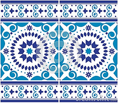 Azulejo tile seamless vector pattern Lisbon style, traditional wallpaper or textile, fabric print design inpired by tiles from Por Vector Illustration