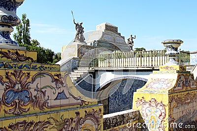 Azulejos canal in garden Queluz National Palace Stock Photo