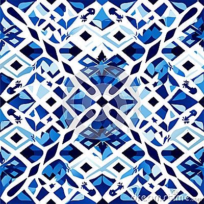 Azulejos portuguese azulejos seamless pattern AI Generated Vector Illustration
