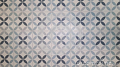 Azulejos portuguese traditional ornamental tile blue grey white pattern Stock Photo