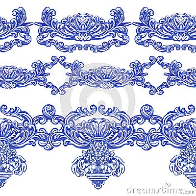 Azulejos Portuguese watercolor Vector Illustration