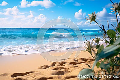 azure beach with clear water and blue sky ai generative Stock Photo