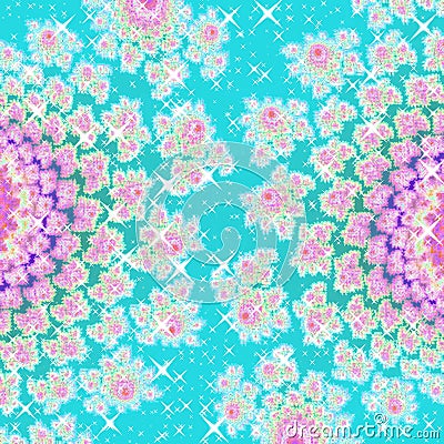Azure blue and pink glowing two graphic flowers image Stock Photo