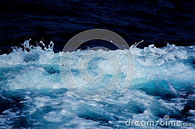 Azure and white boat wake seafoam Stock Photo