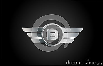 B alphabet letter logo icon for business and company with wings design Vector Illustration