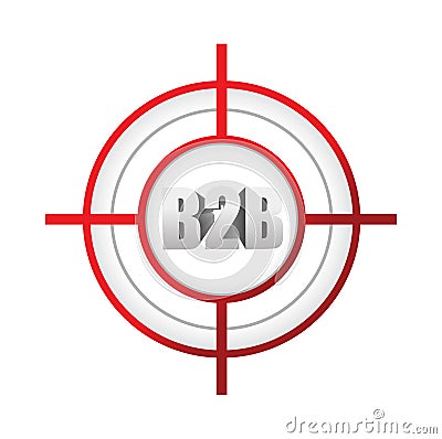 b2b business to business target sign concept Cartoon Illustration