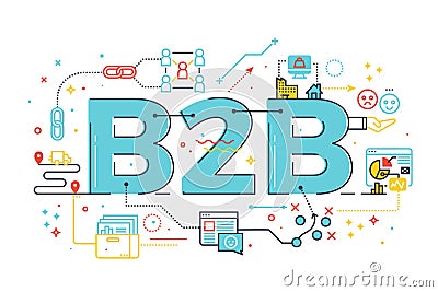 B2B : Business to business, word illustration Vector Illustration