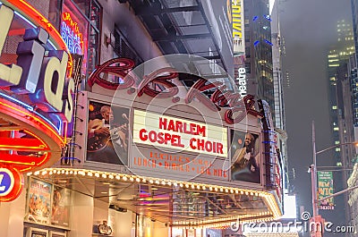 B.B.King Blues Club and Grill. Restaurant with Harlem Gospel Choir in New York City, Manhattan Times Square Editorial Stock Photo