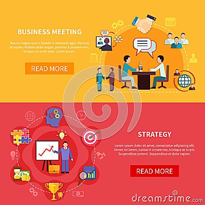 B2B Meetings Horizontal Banners Vector Illustration